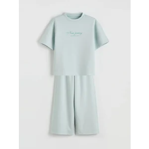 LCW Kids Mavi Baskılı Kız Çocuk Tişört ve Pantolon