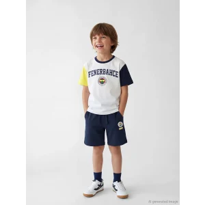 LCW Kids Beyaz Fenerbahçe Lisanslı Erkek Çocuk Tişört ve Şort
