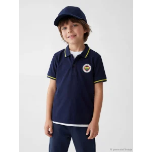 LCW Kids Lacivert Fenerbahçe Baskılı Erkek Çocuk Polo Yaka Tişört