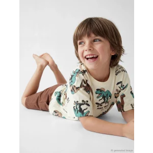 LCW Kids Bej Baskılı Erkek Çocuk Tişört ve Şort