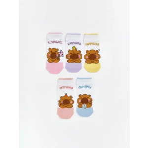 LCW Kids Pembe Desenli Kız Çocuk Patik Çorap 5li