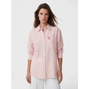 LCW Modest Pembe Çizgili Oversize Poplin Kadın Gömlek Tunik