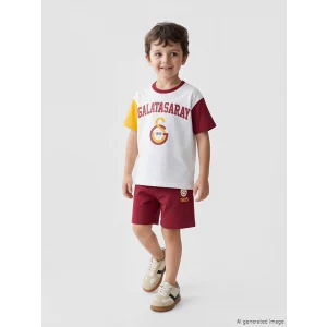 LCW Kids Beyaz Galatasaray Baskılı Erkek Çocuk Tişört ve Şort