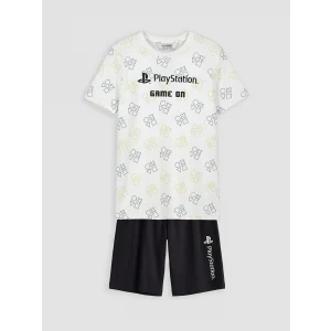LCW Kids Beyaz Playstation Baskılı Erkek Çocuk Şortlu Pijama Takımı