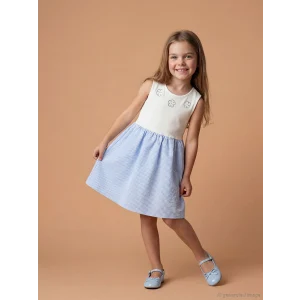 LCW Kids Mavi Bisiklet Yaka Kız Çocuk Elbise