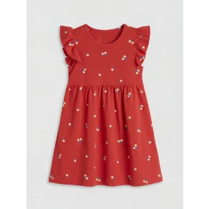 LCW Kids Kırmızı Çiçek Desenli Kız Çocuk Elbise