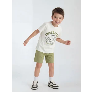 LCW Kids Ekru Baskılı Erkek Çocuk Tişört ve Şort