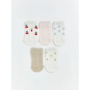 LCW baby Ekru Ajurlu Kız Bebek Patik Çorap 5li
