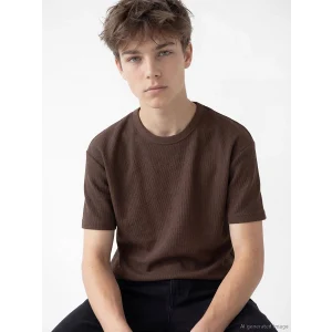 LCW Kids Kahverengi Bisiklet Yaka Erkek Çocuk Tişört