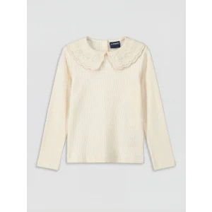 LCW Kids Ekru Bebe Yaka Uzun Kollu Kız Çocuk Kaşkorse Tişört