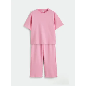 LCW Kids Pembe Bisiklet Yaka Kız Çocuk Tişört ve Eşofman Altı