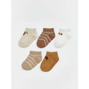 LCW baby Ekru Desenli Erkek Bebek 5li Patik Çorap