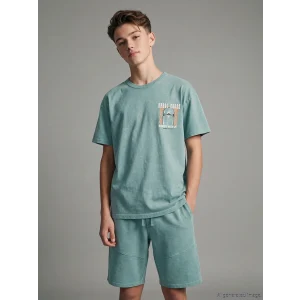 LCW Kids Yeşil Baskılı Erkek Çocuk Tişört