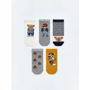LCW Kids Karışık Ayı Teddy Desenli Erkek Çocuk Patik Çorap 5li