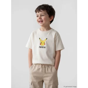LCW Kids Bej Pikachu Baskılı Erkek Çocuk Tişört