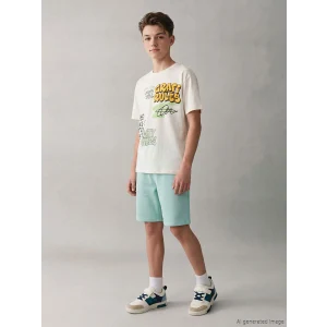 LCW Kids Ekru Baskılı Erkek Çocuk Tişört ve Şort