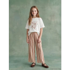 LCW Kids Beyaz Baskılı Kız Çocuk Tişört ve Pantolon