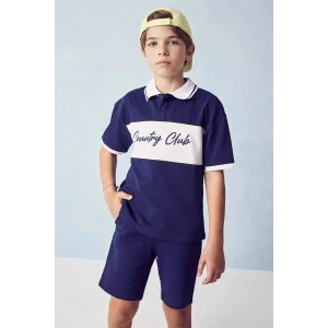 Defacto H2968A8NV135 Lacivert Ayı Baskılı Polo Tişört Erkek Çocuk