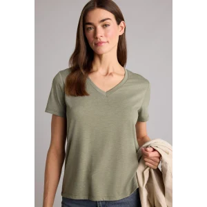 Defacto W9204AZGN931 Yeşil Regular Fıt V Yaka Basıc Düz Kısa Kollu Tişört