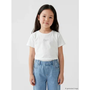 LCW Kids Beyaz Nakışlı Kız Çocuk Tişört