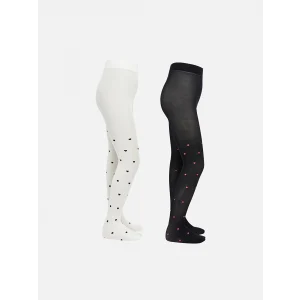 LCW Kids Ekru Kalp Desenli Kız Çocuk İnce Külotlu Çorap 2li