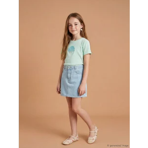 LCW Kids Mavi Kız Çocuk Jean Şort Etek