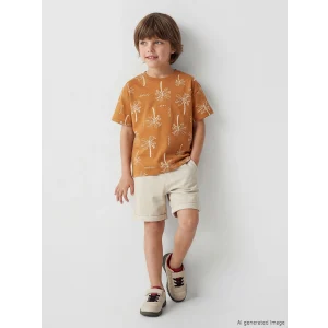 LCW Kids Kahverengi Desenli Erkek Çocuk Tişört ve Şort