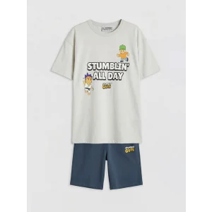 LCW Kids Bej Stumble Guys Baskılı Erkek Çocuk Tişört ve Şort