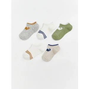 LCW baby Gri Baskılı Erkek Bebek Patik Çorap 5li