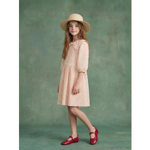 LCW Kids Ekru Bebe Yaka Kız Çocuk Poplin Elbise