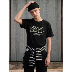 LCW Kids Siyah Baskılı Erkek Çocuk Tişört