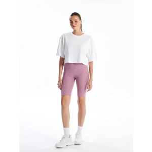 XSIDE Mor Kadın Beli Lastikli Ekstra Dar Fit Düz Şort Tayt