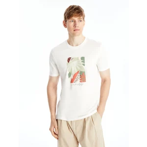 XSIDE Beyaz Bisiklet Yaka Kısa Kollu Baskılı Penye Erkek Tişört