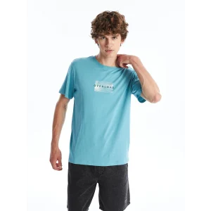 XSIDE Petrol Bisiklet Yaka Kısa Kollu Baskılı Penye Erkek Tişört