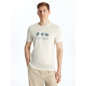 XSIDE Bej Bisiklet Yaka Kısa Kollu Baskılı Penye Erkek Tişört