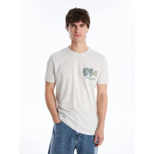 XSIDE Gri Bisiklet Yaka Kısa Kollu Baskılı Penye Erkek Tişört