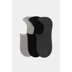 Defacto K5310AZGR2 Gri Erkek 3lü Basic Düz Babet Çorabı