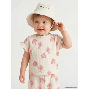 LCW baby Ekru 3 Boyutlu Kız Bebek Bucket Şapka