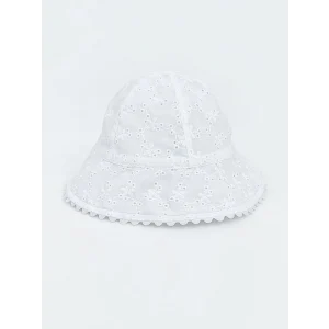 LCW baby Ekru Çiçek Nakışlı Kız Bebek Bucket Şapka