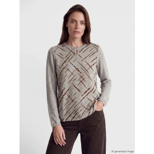 LCW Grace Bej Bisiklet Yaka Desenli Bluz