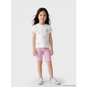 LCW Kids Beyaz Taşlı Kız Çocuk Fitilli Tişört ve Tayt