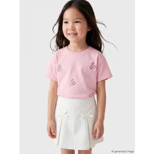 LCW Kids Pembe Fiyonk Baskılı Taşlı Kız Çocuk Tişört