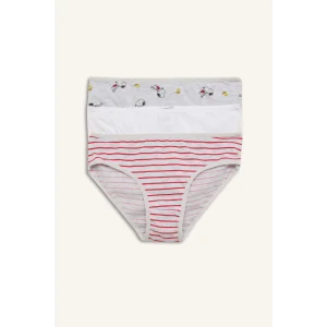 Defacto H0183A8WT34 Beyaz Snoopy Baskılı Penye 3lü Slip Külot Kız Çocuk