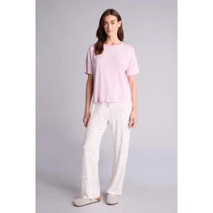 Defacto G4618AXPR336 Mor Pijama Takımı Üst Desenli Alt