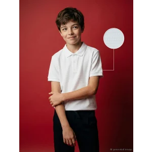 LCW Kids Beyaz Polo Yaka Dokulu Erkek Çocuk Tişört