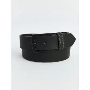 LCW ACCESSORIES Siyah Deri Görünümlü Erkek Kemer