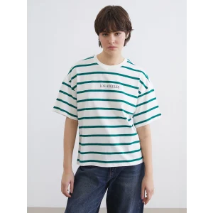 XSIDE Yeşil Los Angeles Baskılı Oversize Kadın Tişört