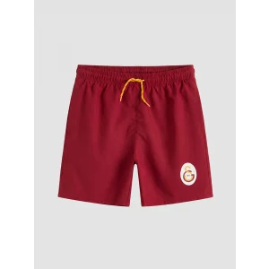 LCW Kids Kırmızı Galatasaray Baskılı Erkek Çocuk Deniz Şortu