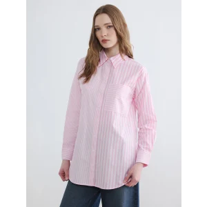 LCW Modest Pembe Çizgili Kadın Gömlek Tunik