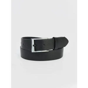 LCW ACCESSORIES Siyah Deri Görünümlü Metal Tokalı Erkek Kemer